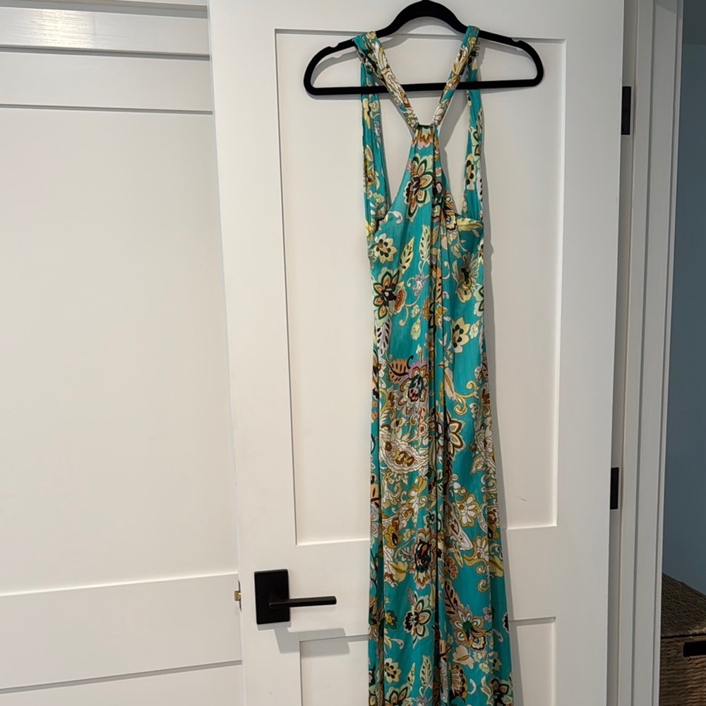 Floral Maxi Dress in Teal and Yellow